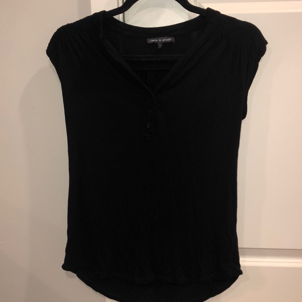 Capped sleeve black shirt